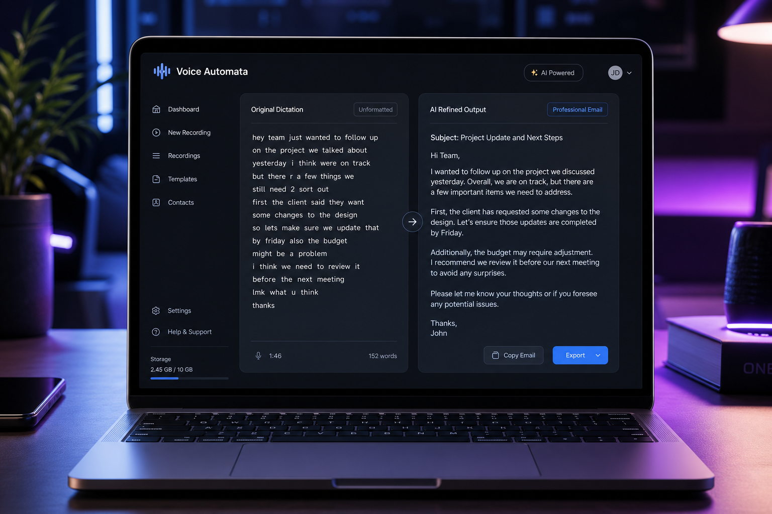 Voice Automata App Interface